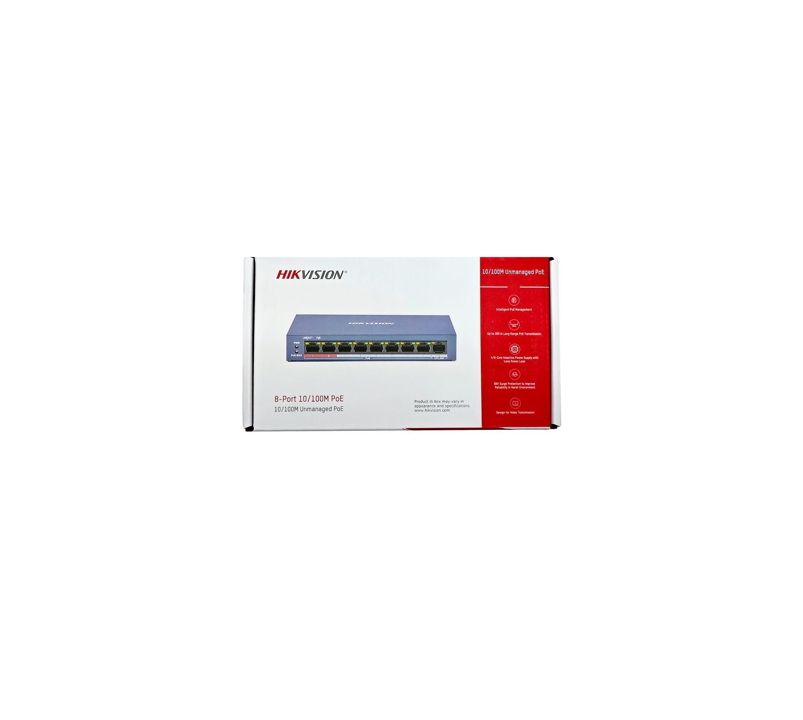 Switch Hikvision ( 109P) 8 puertos POE + 1 ETHERNET base 100  60 Wats